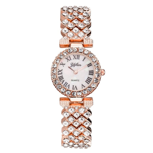 Luxury Women Elegant 2pcs Set Diamond Wristwatch