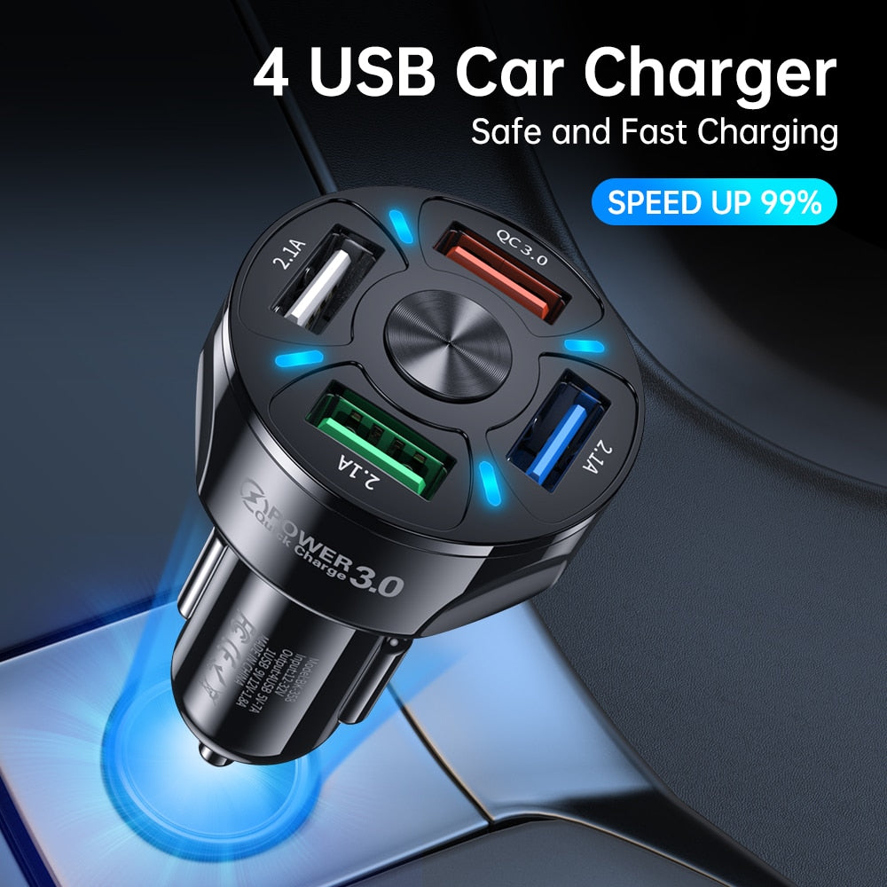 AUFU 4 USB Port Portable Fast Charging Car Charger